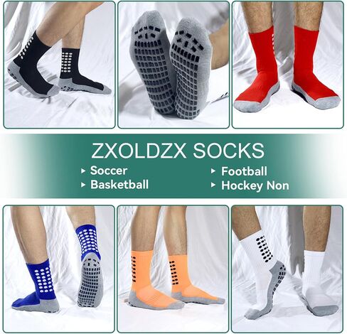 2/4/6 Pairs Men's Soccer Socks Grip Pads Non Slip Football Baseball Soccer Socks for Men Women (2 Pairs/Black White) in Saudi Arabia