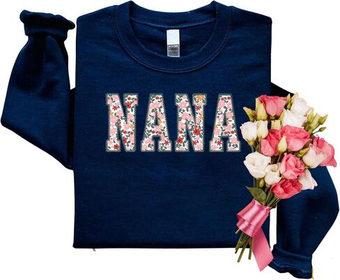 Personalized Embroidered Applique Grandma Sweatshirt Custom Nana Mimi Granny Mamaw Mama Women Gift Mothers Day 2024 in Saudi Arabia