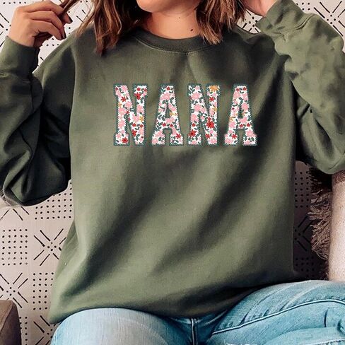 Personalized Embroidered Applique Grandma Sweatshirt Custom Nana Mimi Granny Mamaw Mama Women Gift Mothers Day 2024 in Saudi Arabia