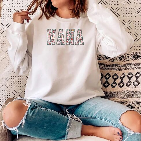 Personalized Embroidered Applique Grandma Sweatshirt Custom Nana Mimi Granny Mamaw Mama Women Gift Mothers Day 2024 in Saudi Arabia