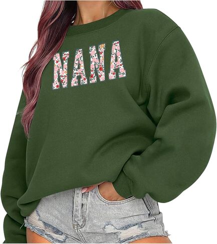 Personalized Embroidered Applique Grandma Sweatshirt Custom Nana Mimi Granny Mamaw Mama Women Gift Mothers Day 2024 in Saudi Arabia