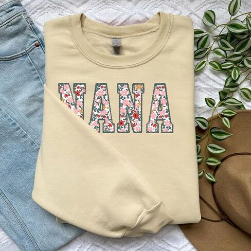Personalized Embroidered Applique Grandma Sweatshirt Custom Nana Mimi Granny Mamaw Mama Women Gift Mothers Day 2024 in Saudi Arabia