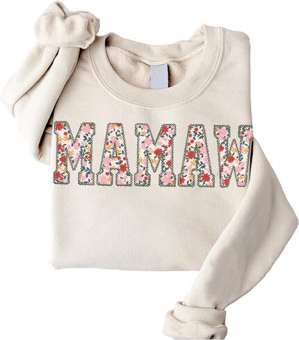 Personalized Embroidered Applique Grandma Sweatshirt Custom Nana Mimi Granny Mamaw Mama Women Gift Mothers Day 2024 in Saudi Arabia