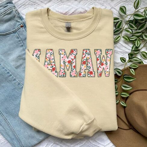 Personalized Embroidered Applique Grandma Sweatshirt Custom Nana Mimi Granny Mamaw Mama Women Gift Mothers Day 2024 in Saudi Arabia