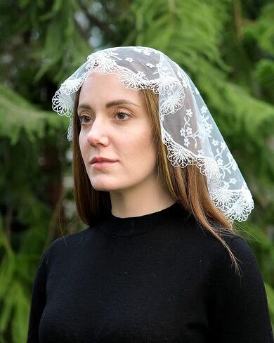 رأس الكنيسة الكاثوليكية Mantveil يغطى: دائرة صغيرة من الدانتيل الدانتيلا Mantilla Cap حجاب الشتات اللاتينية للنساء الفتيات in Kuwait