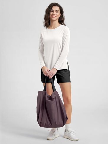 ODODOS Women's Peach-Soft Boat Neck Long Sleeve Shirt, Side Slit, Relaxed Fit Casual Top for Yoga & Lounge in Kuwait