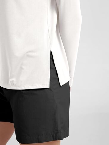 ODODOS Women's Peach-Soft Boat Neck Long Sleeve Shirt, Side Slit, Relaxed Fit Casual Top for Yoga & Lounge in Kuwait