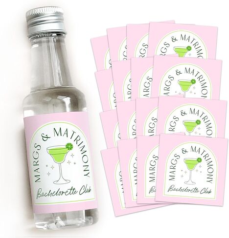ملصقات المشروبات الكحولية لحفلات العزوبية من Margs and Matrimony - هدايا مخصصة لحفلات العزوبية، مارجريتا العازبة، المكسيك العازبة، هدايا حفلات الخطوبة، تيكيلا الزفاف (وردي) in Kuwait