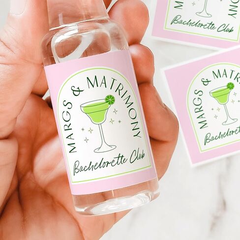 ملصقات المشروبات الكحولية لحفلات العزوبية من Margs and Matrimony - هدايا مخصصة لحفلات العزوبية، مارجريتا العازبة، المكسيك العازبة، هدايا حفلات الخطوبة، تيكيلا الزفاف (وردي) in Kuwait