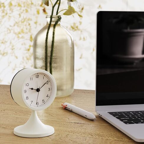 AYRELY® 3" Cute Analog Alarm Clock,Small Retro Table Clock Battery Operated,Slient Metal Desk Clock with Light for Living Room Decor,Bedroom,Bedside,Shelf (Black) in Kuwait
