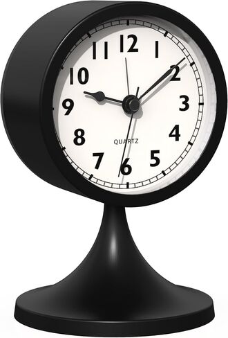 AYRELY® 3" Cute Analog Alarm Clock,Small Retro Table Clock Battery Operated,Slient Metal Desk Clock with Light for Living Room Decor,Bedroom,Bedside,Shelf (Black) in Kuwait