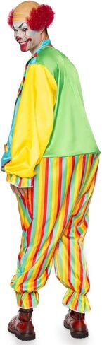 Leg Avenue Men's 2 Pc Circus Clown Costume with Satin Rainbow Jumpsuit & Ring Waist, Oversized Tie in Saudi Arabia