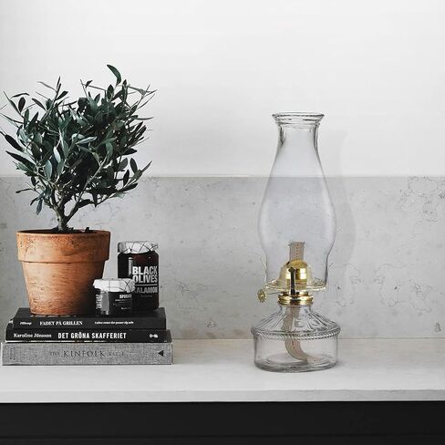 2 Pieces Large Oil Lamps for Indoor Use Vintage Glass Classic Kerosene Lamp Rustic Clear Kerosene Hurricane Lantern Home Decor Oil Lantern for Tabletop Decor Emergency Lighting in Kuwait