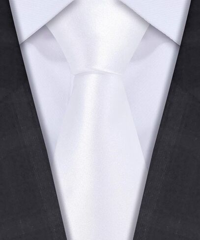 TIE G 5pcs Tie Set in Gift BOX WHITE OR BLACK: Solid Color Necktie, Satin Bow Tie, Pocket Square, Lapel, Cuff Links in Saudi Arabia