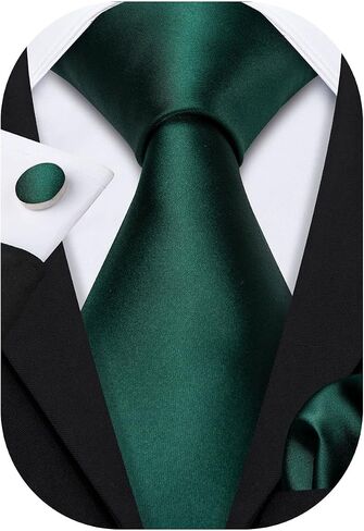 Barry.Wang Plain Men Silk Ties Extra Long Stain Necktie for Wedding Business Handkerchief Cufflinks Set Solid Colors in Saudi Arabia