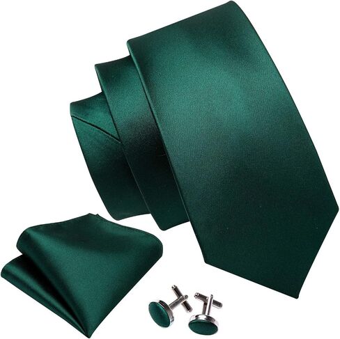 Barry.Wang Plain Men Silk Ties Extra Long Stain Necktie for Wedding Business Handkerchief Cufflinks Set Solid Colors in Saudi Arabia