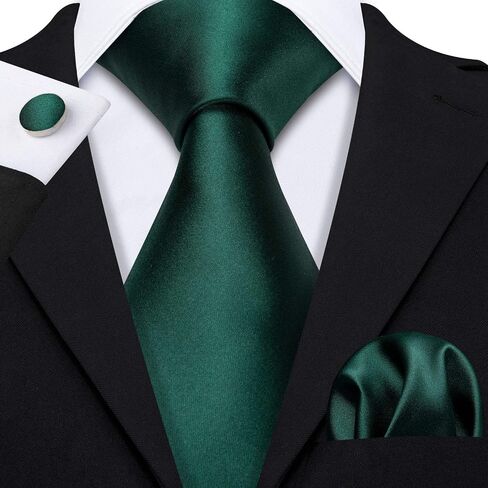 Barry.Wang Plain Men Silk Ties Extra Long Stain Necktie for Wedding Business Handkerchief Cufflinks Set Solid Colors in Saudi Arabia