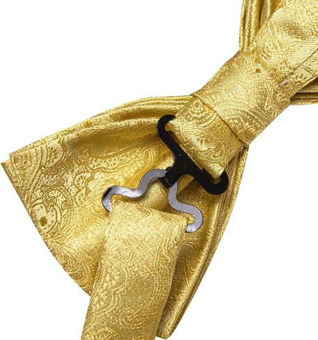 Dubulle Mens Paisley Striped Bowtie Set Pre-tied Bowtie for Men and Pocket Square Set Wedding Business in Kuwait