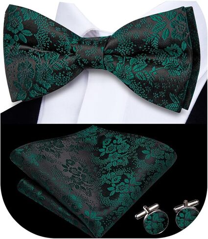 Dubulle Mens Paisley Striped Bowtie Set Pre-tied Bowtie for Men and Pocket Square Set Wedding Business in Kuwait