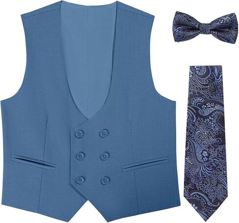 Boys Vest Double Breasted Suit Vest for Boy Formal Casual Western Wedding Waistcoat and Tie in Saudi Arabia