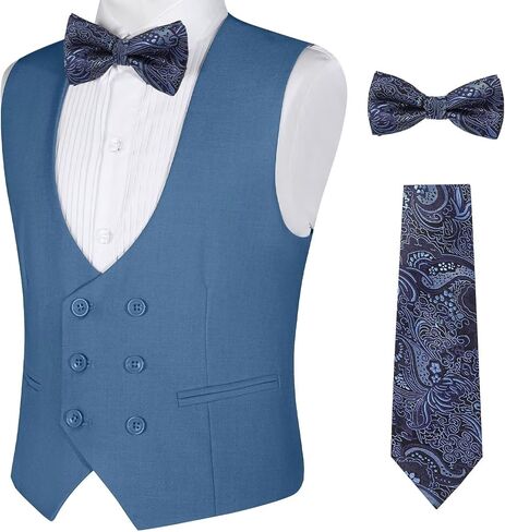 Boys Vest Double Breasted Suit Vest for Boy Formal Casual Western Wedding Waistcoat and Tie in Saudi Arabia