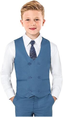 Boys Vest Double Breasted Suit Vest for Boy Formal Casual Western Wedding Waistcoat and Tie in Saudi Arabia
