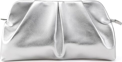 Women Clutch Bag Dressy Formal Handbag Pleated PU Clutch Purse Detachable Chain Crossbody Bag in Saudi Arabia
