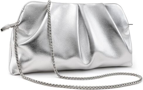 Women Clutch Bag Dressy Formal Handbag Pleated PU Clutch Purse Detachable Chain Crossbody Bag in Saudi Arabia