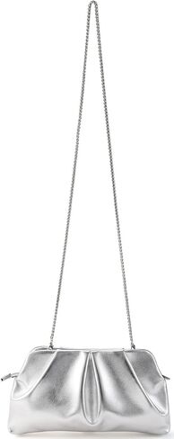 Women Clutch Bag Dressy Formal Handbag Pleated PU Clutch Purse Detachable Chain Crossbody Bag in Saudi Arabia
