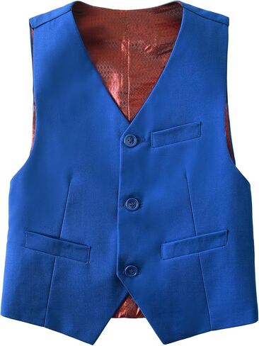 Boys Suit Vest Kids Formal Waistcoat Vest with Pockets Adjustable Back Strap Vest for Wedding Piano Performance in Kuwait
