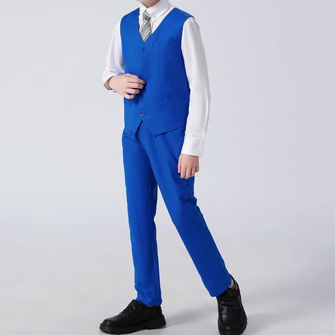 Boys Suit Vest Kids Formal Waistcoat Vest with Pockets Adjustable Back Strap Vest for Wedding Piano Performance in Kuwait