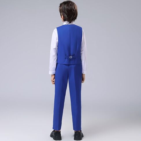 Boys Suit Vest Kids Formal Waistcoat Vest with Pockets Adjustable Back Strap Vest for Wedding Piano Performance in Kuwait