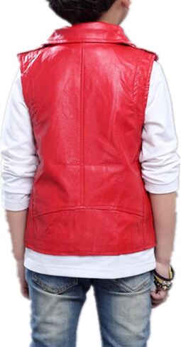 Boys Girls Faux leather Vest Jacket Kids Motorcycle Vests Joker Dress Coat 3-12Years in Saudi Arabia