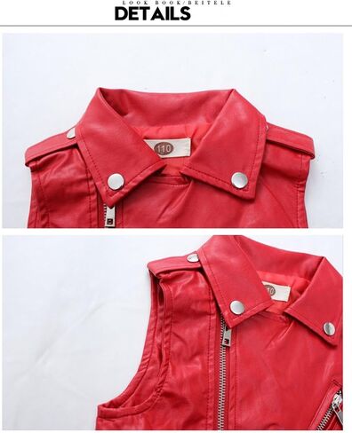 Boys Girls Faux leather Vest Jacket Kids Motorcycle Vests Joker Dress Coat 3-12Years in Saudi Arabia