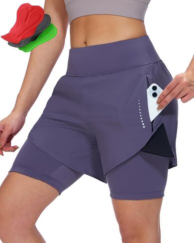 Sportneer Women Padded Bike Shorts - 4D Bicycle Cycling Shorts with 2 Zipper Pockets & Inner Pocket, Stylish and Comfortable in Saudi Arabia