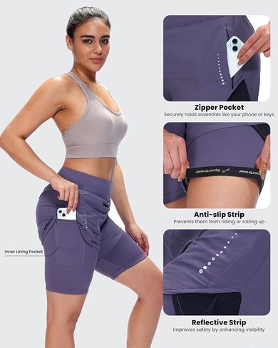 Sportneer Women Padded Bike Shorts - 4D Bicycle Cycling Shorts with 2 Zipper Pockets & Inner Pocket, Stylish and Comfortable in Saudi Arabia
