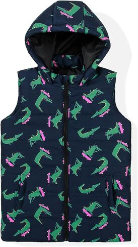 SNOW DREAMS Boys Puffer Vest Hooded Quilted Outwear Sleeveless Jacket Lined Zipper Waistcoat in Kuwait
