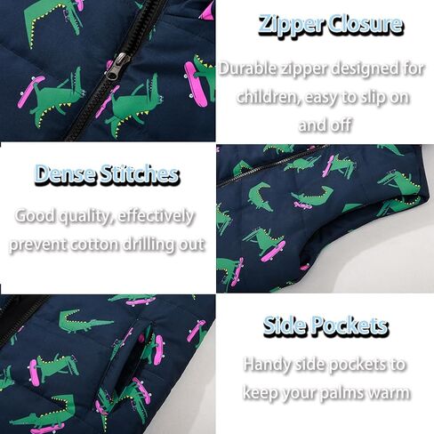 SNOW DREAMS Boys Puffer Vest Hooded Quilted Outwear Sleeveless Jacket Lined Zipper Waistcoat in Kuwait