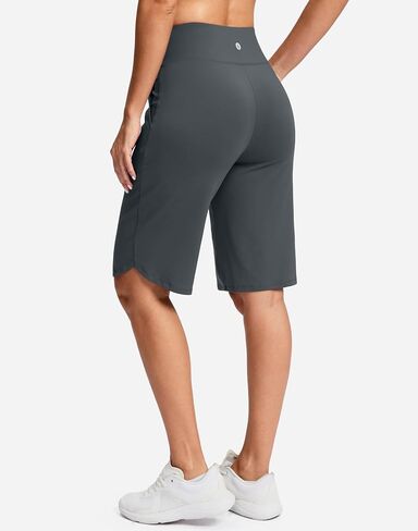 SANTINY 12" Long Bermuda Shorts for Women Knee Length with Pockets High Waisted Stretch Shorts for Summer Walking in Saudi Arabia
