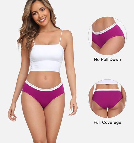 coskefy Women's Underwear Cotton Breathable Hipster Panties Soft Low Rise Bikini Ladies Workout Briefs 5 Pack in Kuwait