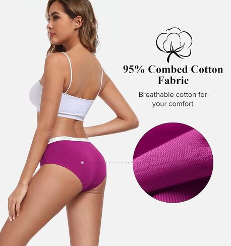 coskefy Women's Underwear Cotton Breathable Hipster Panties Soft Low Rise Bikini Ladies Workout Briefs 5 Pack in Kuwait