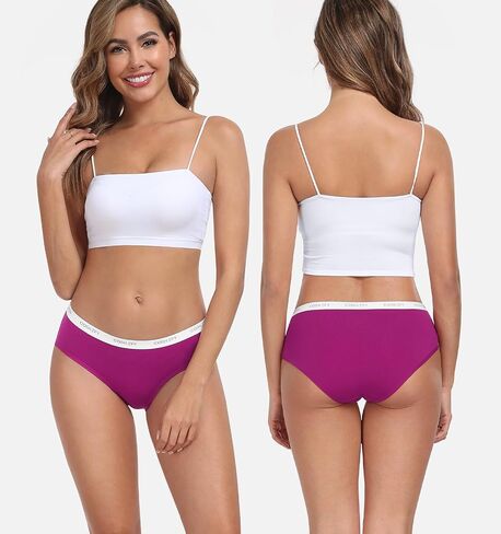 coskefy Women's Underwear Cotton Breathable Hipster Panties Soft Low Rise Bikini Ladies Workout Briefs 5 Pack in Kuwait
