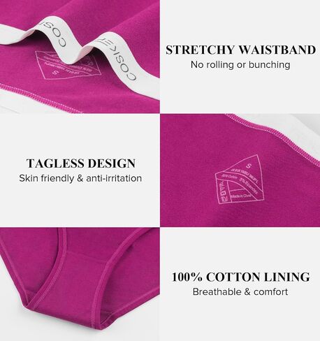 coskefy Women's Underwear Cotton Breathable Hipster Panties Soft Low Rise Bikini Ladies Workout Briefs 5 Pack in Kuwait