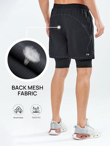 NORTHYARD Men's 2 in 1 Workout Shorts 5" Running Athletic Quick Dry Shorts Gym Sports Basketball Tennis with Phone Pockets in Saudi Arabia