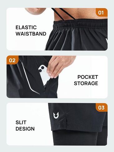 NORTHYARD Men's 2 in 1 Workout Shorts 5" Running Athletic Quick Dry Shorts Gym Sports Basketball Tennis with Phone Pockets in Saudi Arabia