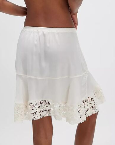 UAURORAO Women Lace Trim Half Slip Skirt Elastic Y2k Floral Sheer Mini Skirt Ruffle Pleated Underskirt Shirt Extender in Kuwait