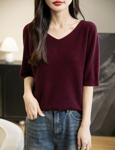 نساء V-neck 100 ٪ Merino Wool Spring Spring-Winter-Line-Oirt-Line-Line First Line To Ware Sefelies Shirt Stirt Sweater Shirt Sweve in Kuwait