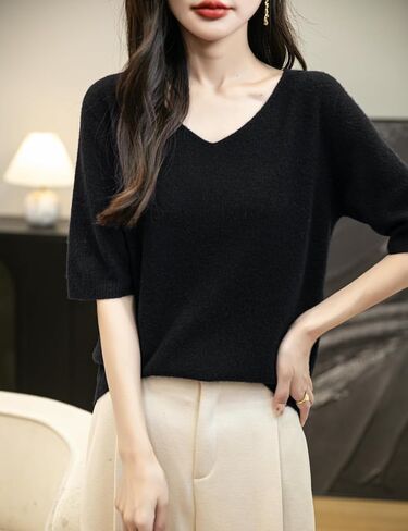 نساء V-neck 100 ٪ Merino Wool Spring Spring-Winter-Line-Oirt-Line-Line First Line To Ware Sefelies Shirt Stirt Sweater Shirt Sweve in Kuwait