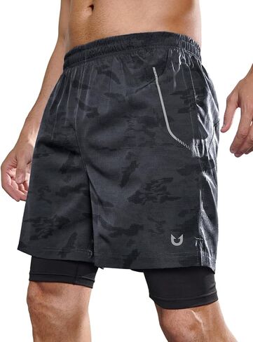 NORTHYARD Men's 2 in 1 Workout Shorts 5" Running Athletic Quick Dry Shorts Gym Sports Basketball Tennis with Phone Pockets in Saudi Arabia