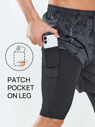 NORTHYARD Men's 2 in 1 Workout Shorts 5" Running Athletic Quick Dry Shorts Gym Sports Basketball Tennis with Phone Pockets in Saudi Arabia